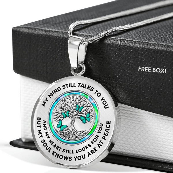 JL1407029 My Mind Still Talks To You Green Butterflies Opal Silver Tree Of Life Luxury Necklace with Back Engraving