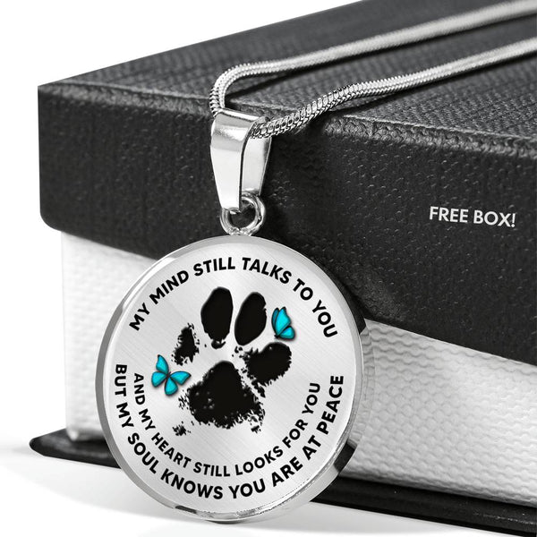 JL1707020 My Mind Still Talks To You Turquoise Butterflies Black Paw Luxury Necklace with Back Engraving