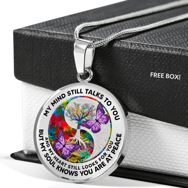 AG2108010 My Mind Still Talks To You Purple Butterflies Yin Yang Tree Of Life  Luxury Necklace with Back Engraving