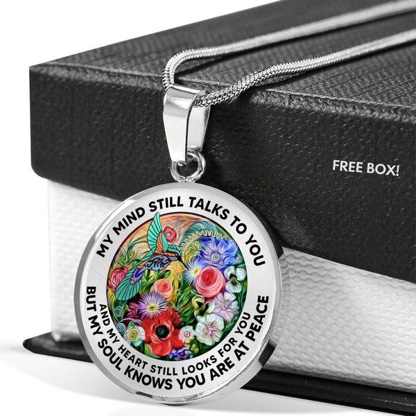 AG2608064 My Mind Still Talks To You Hummingbirds Flower Luxury Necklace with Back Engraving