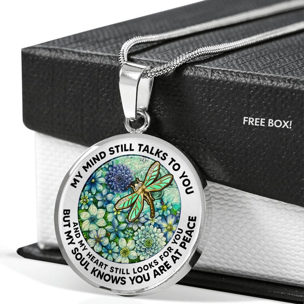 AG2208071 My Mind Still Talks To You Dragonflies Flower  Luxury Necklace with Back Engraving