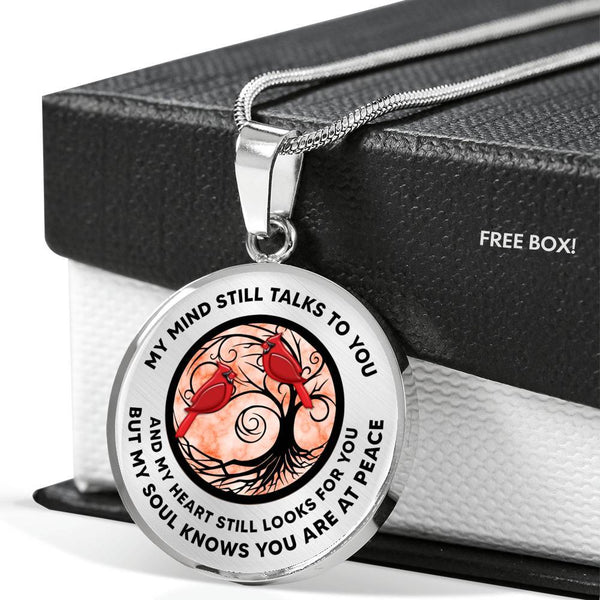 My Mind Still Talks To You Bird Circle Tree Of Life PT0001 Luxury Necklace with Back Engraving