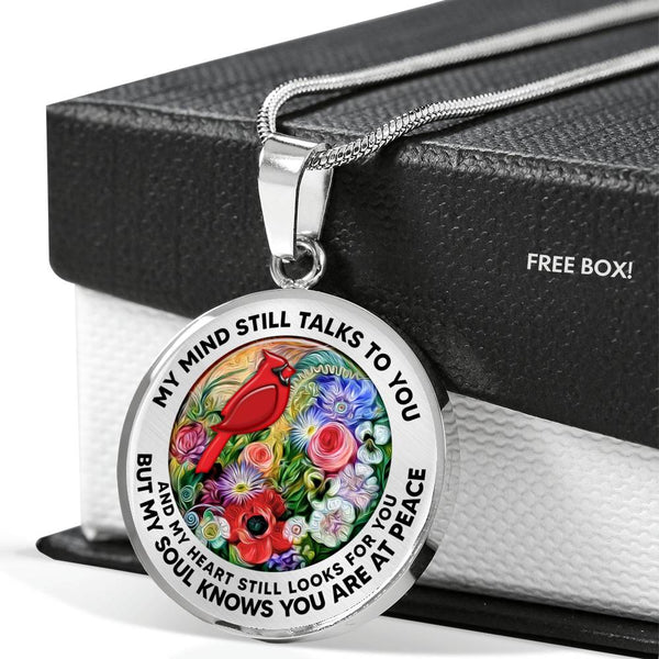 AG2608041 My Mind Still Talks To You Red Cardinals Flower Luxury Necklace with Back Engraving