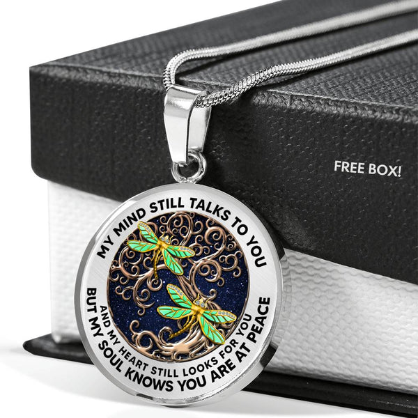 AG0408076 My Mind Still Talks To You Golden Dragonflies Tree Of Life And Galaxy Luxury Necklace with Back Engraving