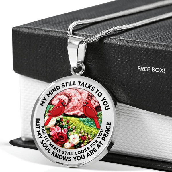 AG2508043 My Mind Still Talks To You Red Cardinals Flower Luxury Necklace with Back Engraving