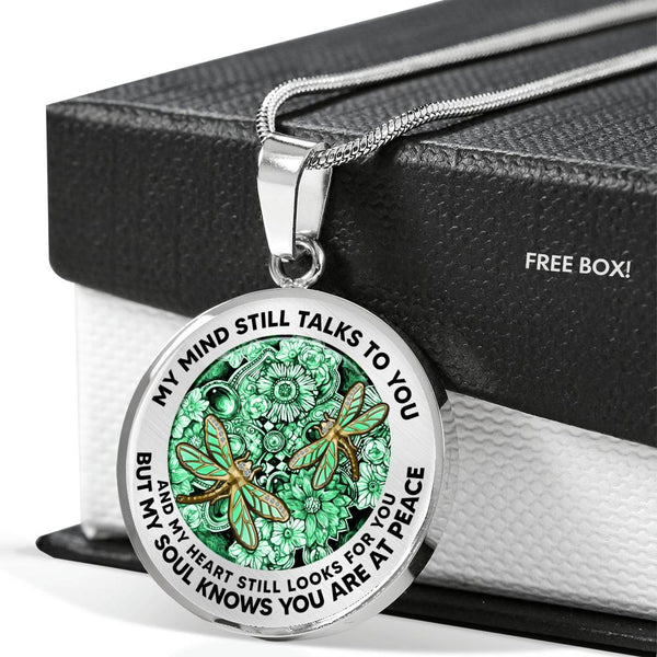AG2608054 My Mind Still Talks To You Dragonflies Flower Luxury Necklace with Back Engraving