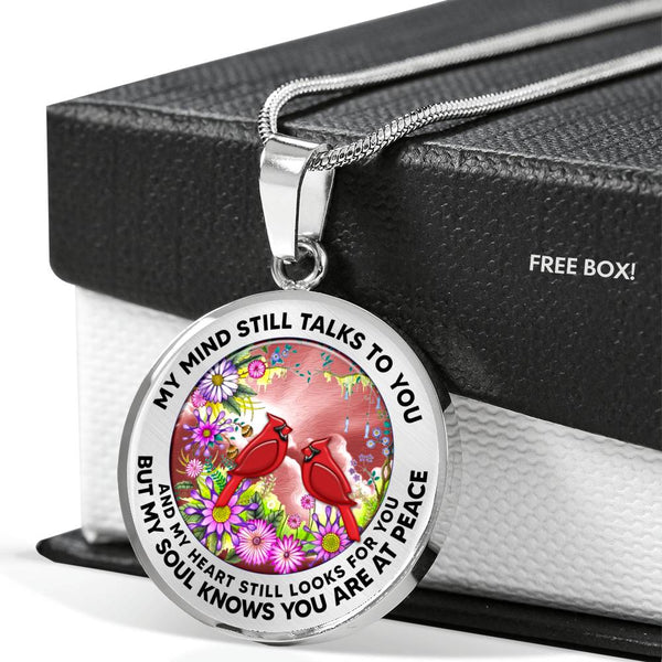 AG2408048 My Mind Still Talks To You Red Cardinals Flower Luxury Necklace with Back Engraving