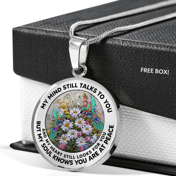 AG2908090 My Mind Still Talks To You Hummingbirds Flower Luxury Necklace with Back Engraving