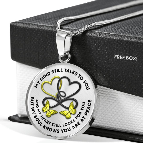 KT0074BC03 My Mind Still Talks To You Yellow Butterflies Two Hearts with Love Infinity Luxury Necklace with Back Engraving