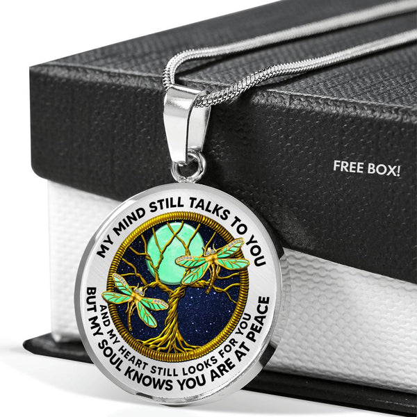 AG0608123 My Mind Still Talks To You Golden Dragonflies Gold Moon Tree Of Life And Galaxy Luxury Necklace with Back Engraving