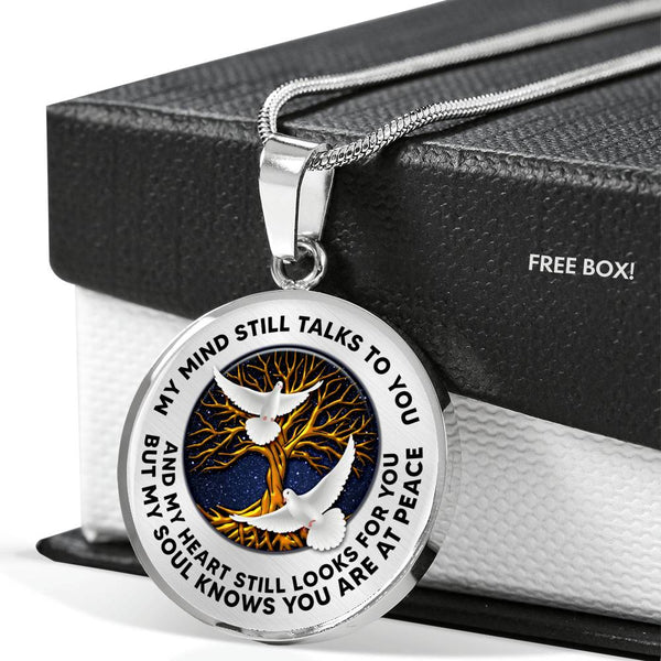 TM0101 My Mind Still Talks To You Doves Tree Of Life Luxury Necklace with Back Engraving