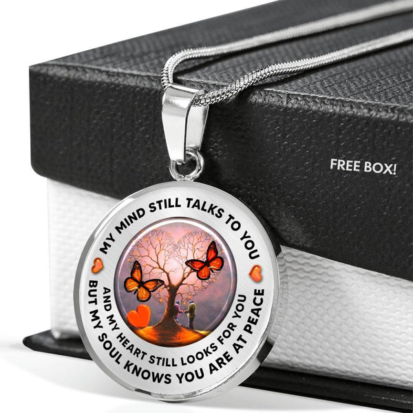 My Mind Still Talks To You Butterfly  Orange Heart Tree Of Life PT0025 Luxury Necklace with Back Engraving
