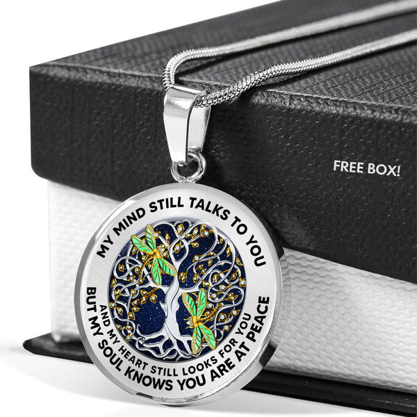 JL2407074 My Mind Still Talks To You Gold Dragonflies Silver Celtic Tree Of Life And Galaxy Luxury Necklace with Back Engraving