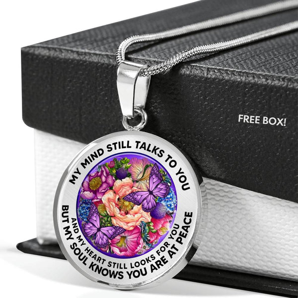 AG2408043 My Mind Still Talks To You Purple Butterflies Flower Luxury Necklace with Back Engraving