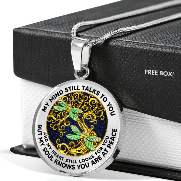 AG0408081 My Mind Still Talks To You Golden Dragonflies Gold Tree Of Life And Galaxy Luxury Necklace with Back Engraving