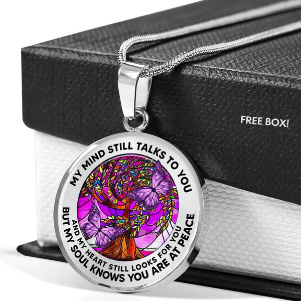 AG2208033 My Mind Still Talks To You Purple Butterflies Tree Of Life  Luxury Necklace with Back Engraving