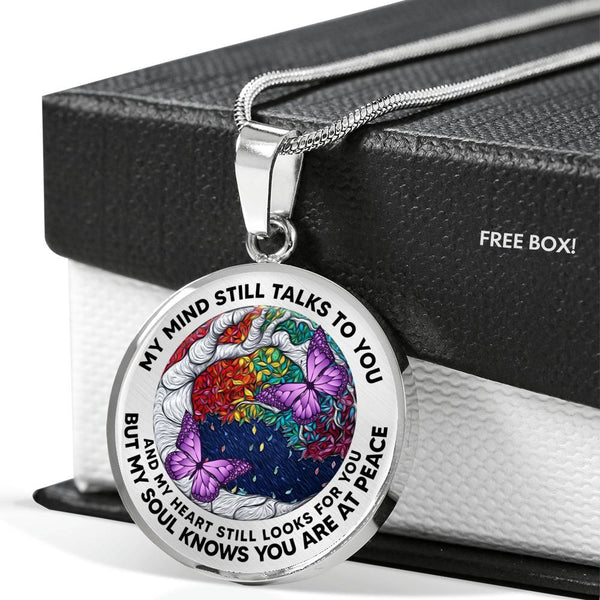 AG2008035 My Mind Still Talks To You Purple Butterflies Tree Of Life  Luxury Necklace with Back Engraving