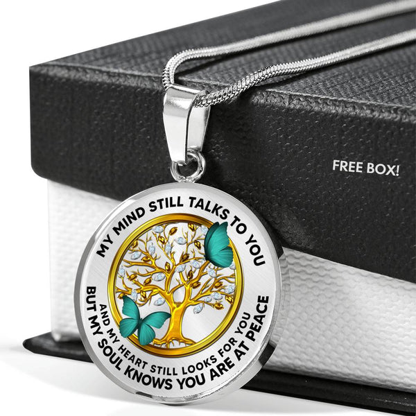 JL2307016 My Mind Turquoise Butterflies Golden Tree Of Life Luxury Necklace with Back Engraving