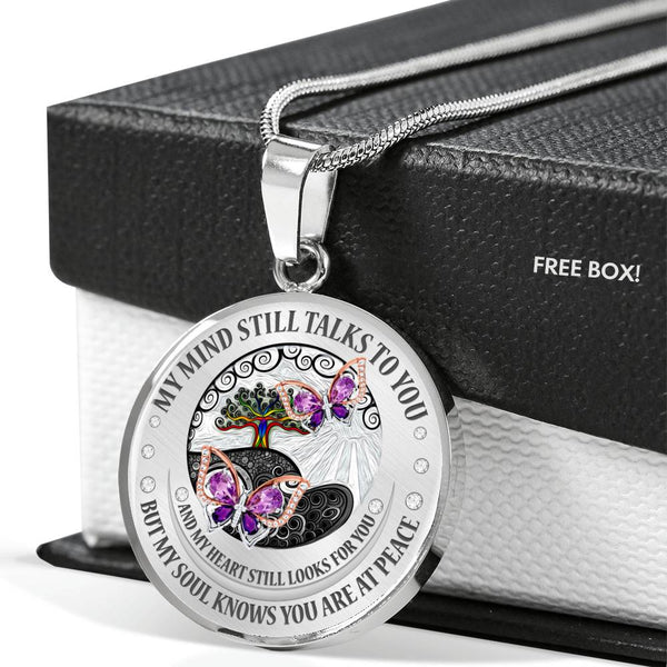 My Mind Still Talks To You Purple Butterflies Chakra Tree Of Life SP1909016 Luxury Necklace with Back Engraving