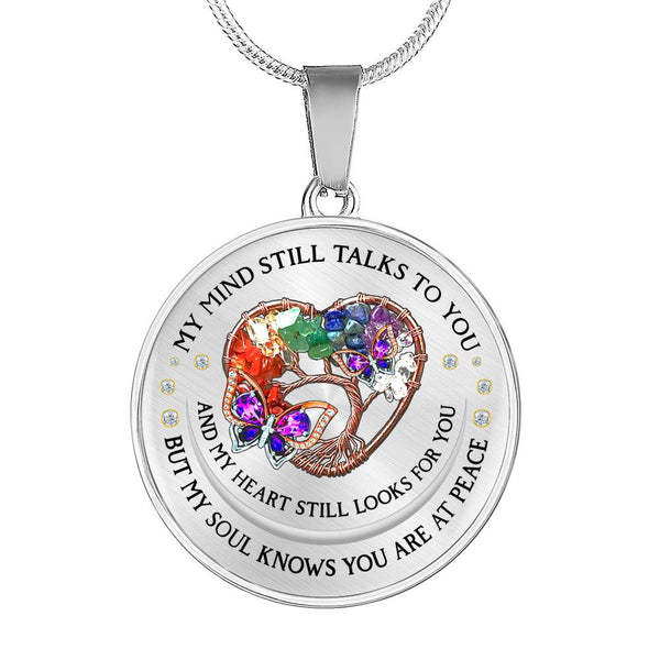 POLVSH0049 Purple Butterfly Fullcolor Heart Tree Of Life My Mind Still Talks To U Luxury Necklace with Back Engraving