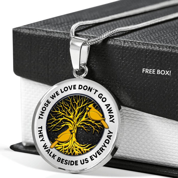 Those We Love Don't Go Away Golden Bird Cardinal Tree Of Life TM070602 Luxury Necklace with Back Engraving