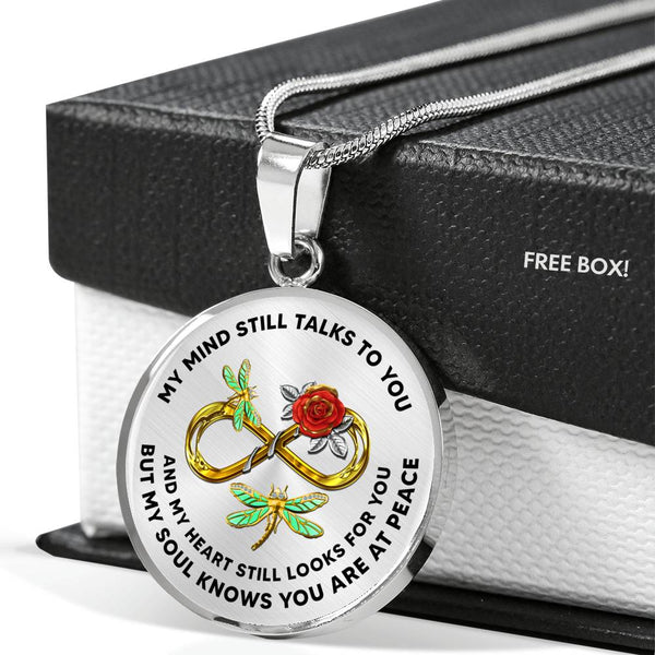 JL2107010 My Mind Still Talks To You Gold Dragonflies Rose Infinity Golden Luxury Necklace with Back Engraving