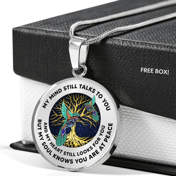 TMCN0078 Turquoise Hummingbird My Mind Still Talks To You Tree Of Life Luxury Necklace with Back Engraving