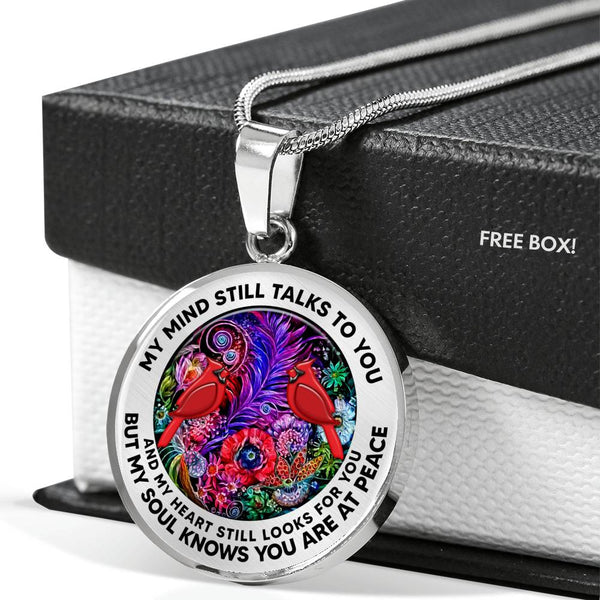 AG2608049 My Mind Still Talks To You Red Cardinals Flower Luxury Necklace with Back Engraving