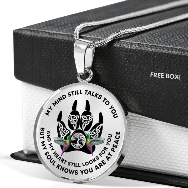 JL1807004 My Mind Still Talks To You Green Hummingbirds Celtic Knot Paws Luxury Necklace with Back Engraving