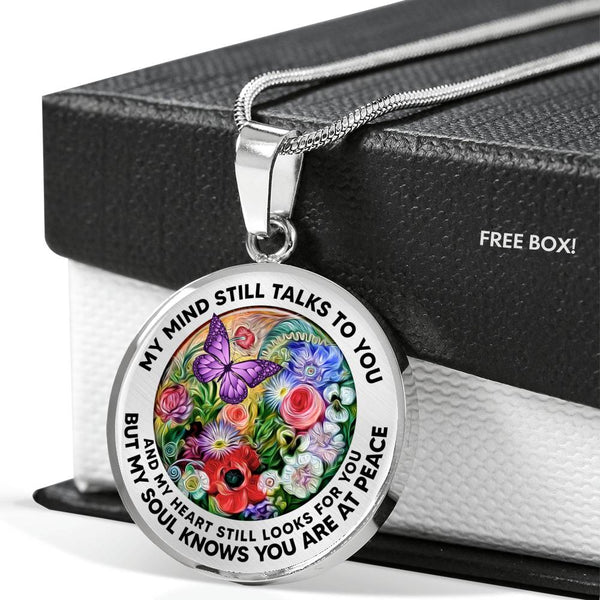 AG2608024 My Mind Still Talks To You Purple Butterflies Flower Luxury Necklace with Back Engraving