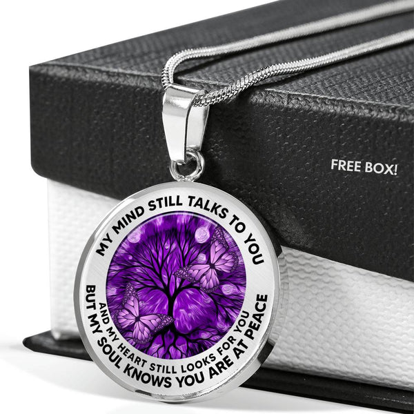 AG2108025 My Mind Still Talks To You Purple Butterflies Tree Of Life  Luxury Necklace with Back Engraving
