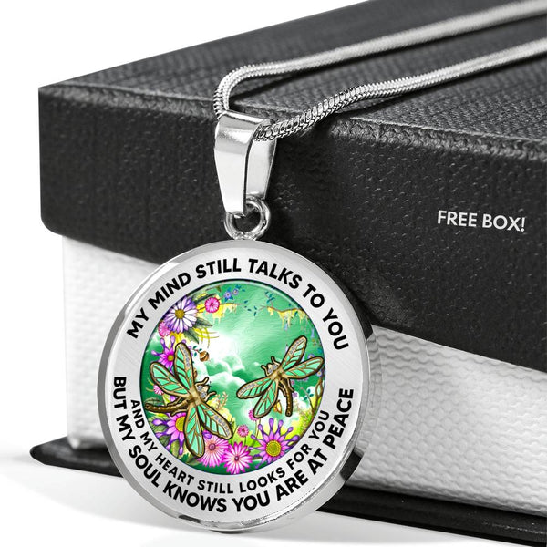 AG2408057 My Mind Still Talks To You Dragonflies Flower Luxury Necklace with Back Engraving