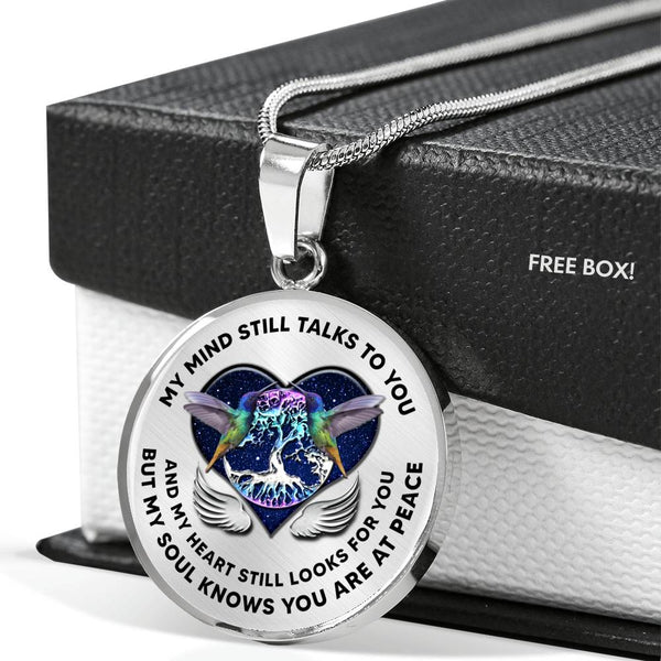 JL2207004 My Mind Still Talks To You Hummingbird Tree Of Life Heart Wings With Galaxy Luxury Necklace with Back Engraving