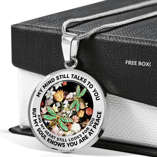 AG2908073 My Mind Still Talks To You Dragonflies Flower Luxury Necklace with Back Engraving