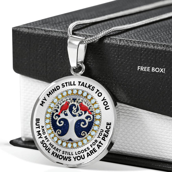 JL2407119 My Mind Still Talks To You Red Cardinals And Silver Tree Of Life With Galaxy Luxury Necklace with Back Engraving