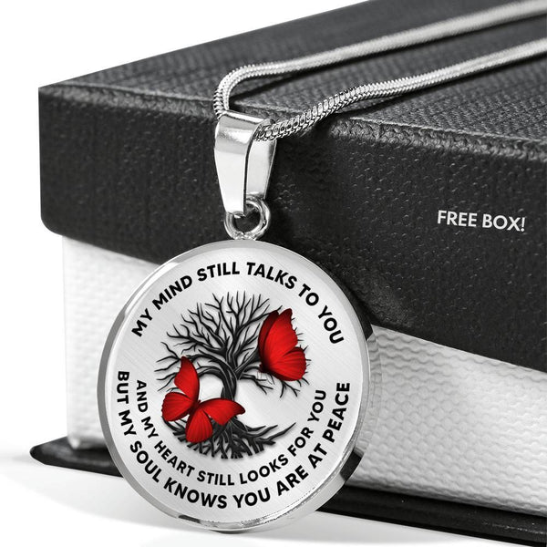 My Mind Still Talks To You Red Butterflies Tree Of Life 020520VTC23 Luxury Necklace with Back Engraving