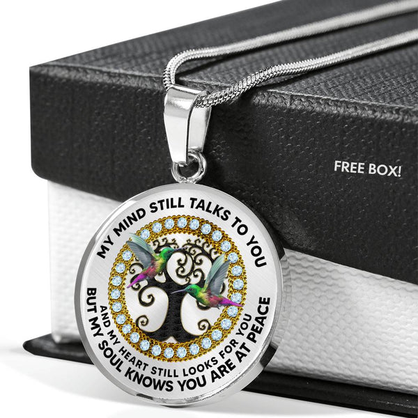 JL2407141 My Mind Still Talks To You Green Hummingbirds And Black Tree Of Life Luxury Necklace with Back Engraving
