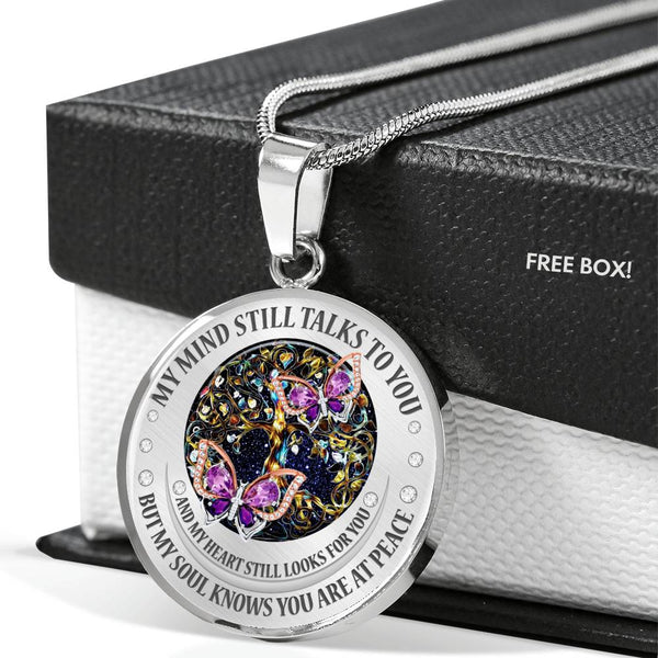 My Mind Still Talks To You Purple Butterflies Titan Tree Of Life SP1909009 Luxury Necklace with Back Engraving