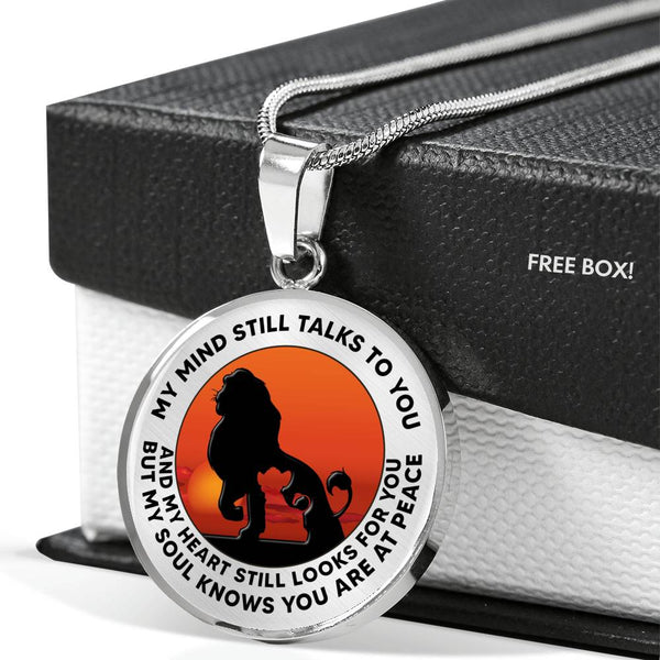 KT310711 My Mind Still Talks To You Father and Son Lion Luxury Necklace with Back Engraving