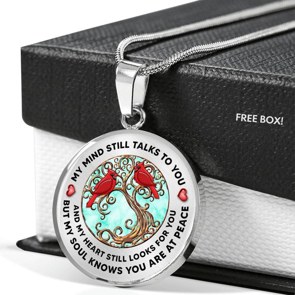 My Mind Still Talks To You Bird Turquoise Circle Tree Of Life PT0006 Luxury Necklace with Back Engraving