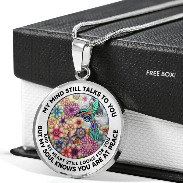 AG2208076 My Mind Still Talks To You Hummingbirds Flower  Luxury Necklace with Back Engraving