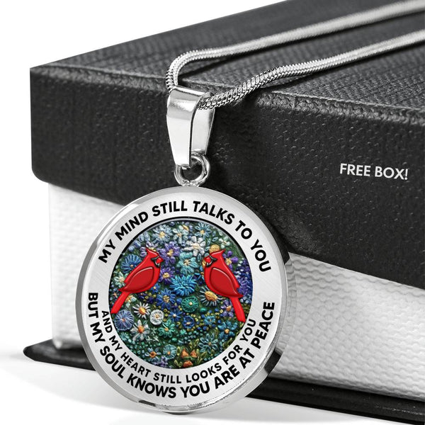 AG2508041 My Mind Still Talks To You Red Cardinals Flower Luxury Necklace with Back Engraving