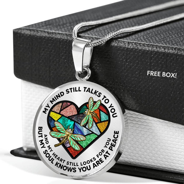 SP0109041 My Mind Still Talks To You Dragonflies Broken Heart Luxury Necklace with Back Engraving
