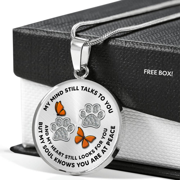 JL1507016 My Mind Orange Butterflies Silver Paw Luxury Necklace with Back Engraving