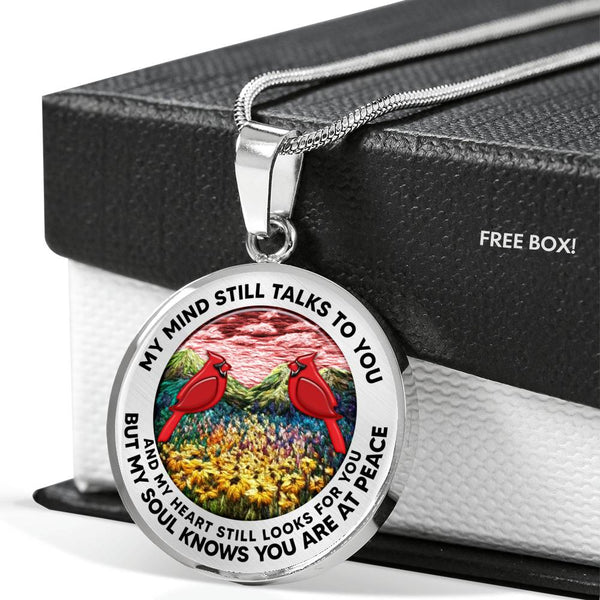 AG2508044 My Mind Still Talks To You Red Cardinals Flower Luxury Necklace with Back Engraving