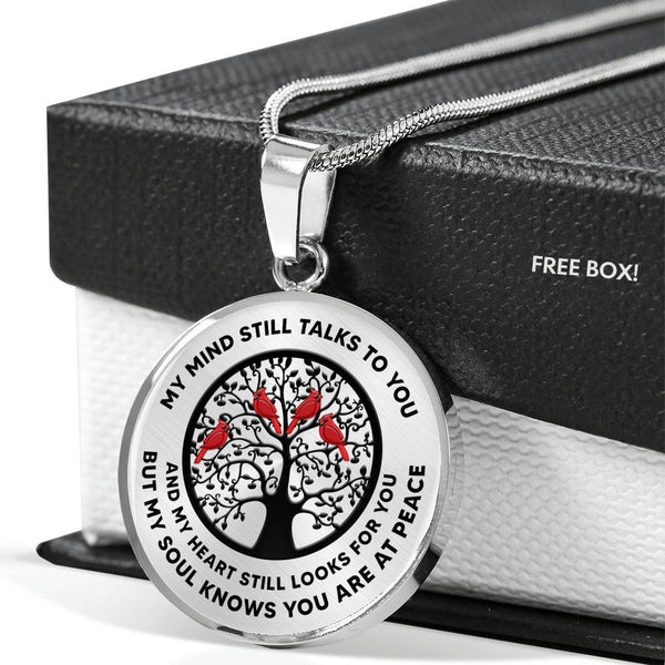 My Mind Still Talks To You Cardinal Black Tree Of Life TM0001 Luxury Necklace with Back Engraving
