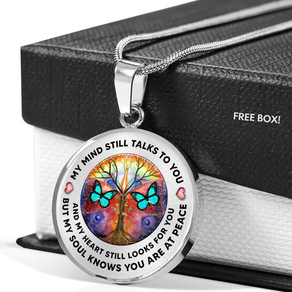 My Mind Still Talks To You Butterfly Colorful Circle Tree Of Life PT0032 Luxury Necklace with Back Engraving
