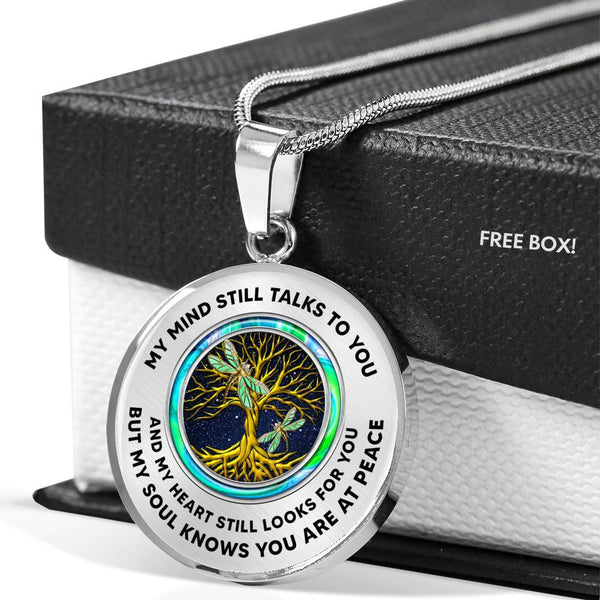 JL1407028 My Mind Still Talks To You Golden Dragonflies Opal Gold Tree Of Life And Dark Luxury Necklace with Back Engraving