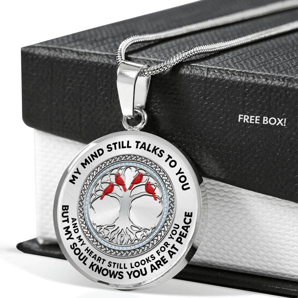JL2207007 My Mind Red Cardinals Silver Tree Of Life Luxury Necklace with Back Engraving