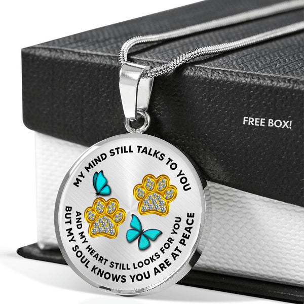 JL1507001 My Mind Turquoise Butterflies Gold Paw Luxury Necklace with Back Engraving